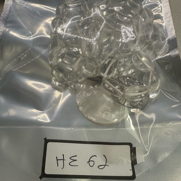 LUC925 signed mother of pearl vintage large quartz beaded necklace double strand - Picture 16 of 17